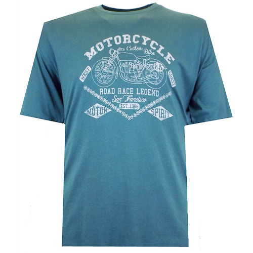 Espionage Motorcycle Print T-Shirt Sea Green